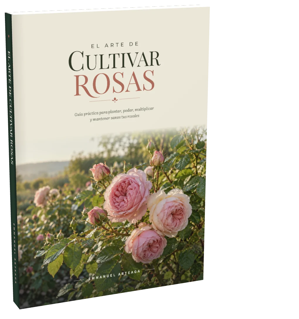 El libro El Arte de Cultivar Rosas, de Emmanuel Arteaga, con rosas en la portada